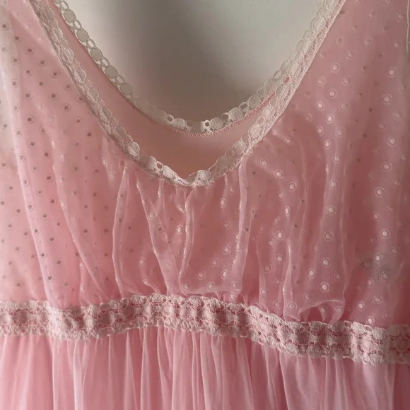 Vintage French Maid Pink Nightgown Lingerie - Picture 3 of 7